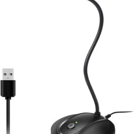 USB Microphone, 360 Degree Adjustable Gooseneck Design, Mute Button & LED Indicator, Noise-Canceling Technology, Plug & Play, Compatible with Windows & MacOS